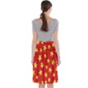 Yellow Stars Red Background Pattern Midi Beach Skirt View2