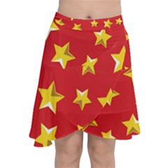 Yellow Stars Red Background Pattern Chiffon Wrap by Sapixe