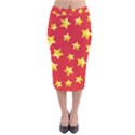 Yellow Stars Red Background Pattern Velvet Midi Pencil Skirt View1