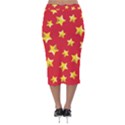 Yellow Stars Red Background Pattern Velvet Midi Pencil Skirt View2