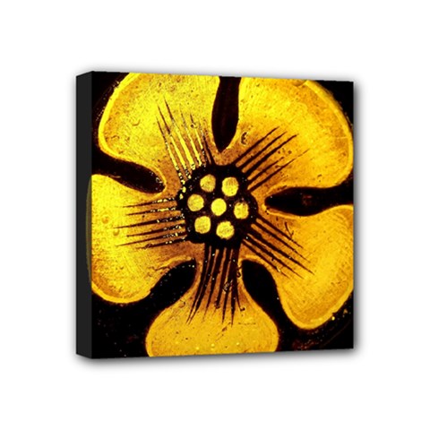 Yellow Flower Stained Glass Colorful Glass Mini Canvas 4  X 4  by Sapixe