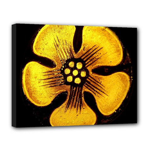 Yellow Flower Stained Glass Colorful Glass Canvas 14  X 11  by Sapixe