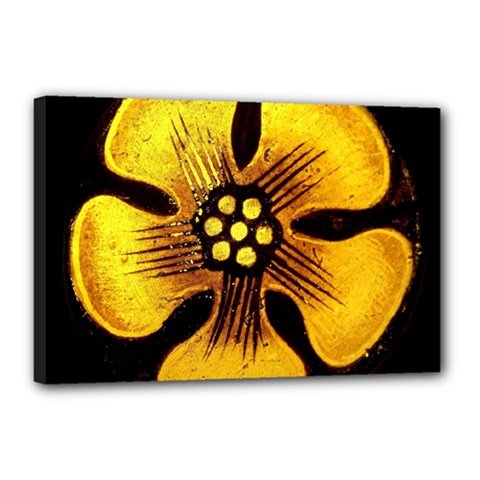 Yellow Flower Stained Glass Colorful Glass Canvas 18  X 12  by Sapixe