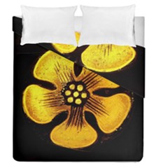 Yellow Flower Stained Glass Colorful Glass Duvet Cover Double Side (queen Size) by Sapixe