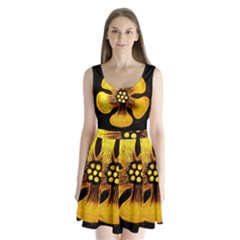 Yellow Flower Stained Glass Colorful Glass Split Back Mini Dress  by Sapixe