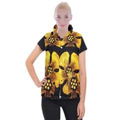 Yellow Flower Stained Glass Colorful Glass Women s Button Up Vest by Sapixe