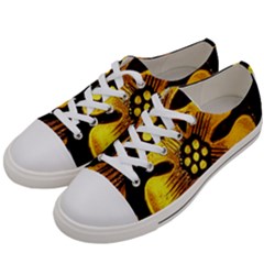 Yellow Flower Stained Glass Colorful Glass Women s Low Top Canvas Sneakers by Sapixe