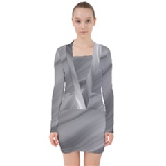 Wave Form Texture Background V-neck Bodycon Long Sleeve Dress by Sapixe