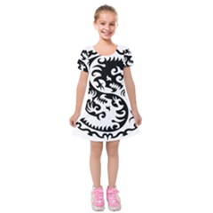 Ying Yang Tattoo Kids  Short Sleeve Velvet Dress by Sapixe