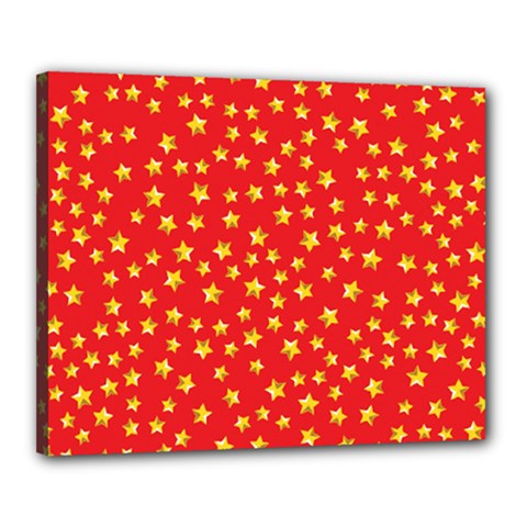 Yellow Stars Red Background Canvas 20  X 16  by Sapixe