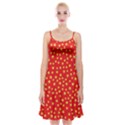 Yellow Stars Red Background Spaghetti Strap Velvet Dress View1