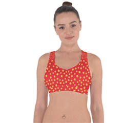 Yellow Stars Red Background Cross String Back Sports Bra by Sapixe