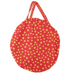 Yellow Stars Red Background Giant Round Zipper Tote by Sapixe