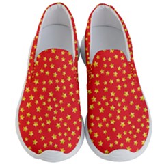 Yellow Stars Red Background Men s Lightweight Slip Ons