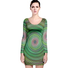 Wire Woven Vector Graphic Long Sleeve Velvet Bodycon Dress by Sapixe