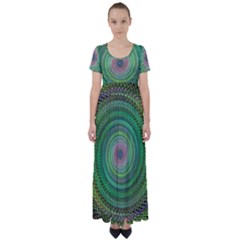 Wire Woven Vector Graphic High Waist Short Sleeve Maxi Dress by Sapixe