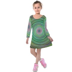 Wire Woven Vector Graphic Kids  Long Sleeve Velvet Dress by Sapixe