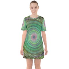 Wire Woven Vector Graphic Sixties Short Sleeve Mini Dress by Sapixe