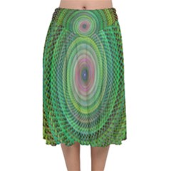 Wire Woven Vector Graphic Velvet Flared Midi Skirt by Sapixe