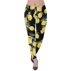 Lemons Print Velvet Leggings by CasaDiModa