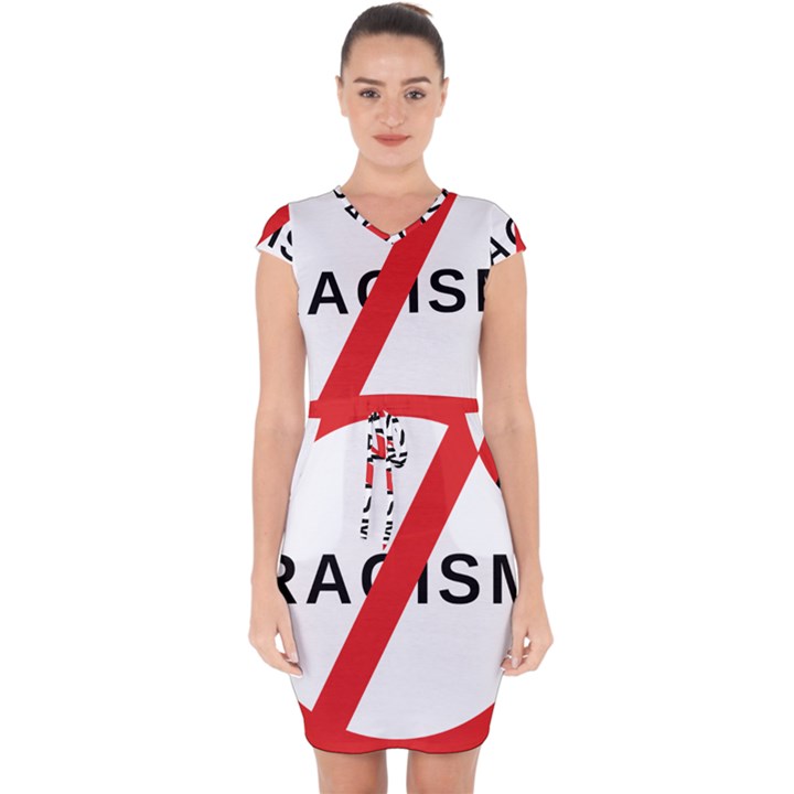 No Racism Capsleeve Drawstring Dress 