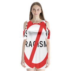 No Racism Shoulder Cutout Velvet One Piece by demongstore