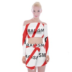 No Racism Off Shoulder Top With Mini Skirt Set by demongstore