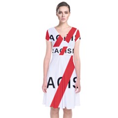 No Racism Short Sleeve Front Wrap Dress by demongstore