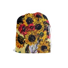 Sunflowers In A Scott House Drawstring Pouches (large)  by bestdesignintheworld