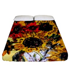 Sunflowers In A Scott House Fitted Sheet (california King Size) by bestdesignintheworld