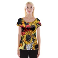 Sunflowers In A Scott House Cap Sleeve Tops by bestdesignintheworld