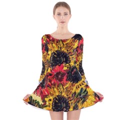 Sunflowers In A Scott House Long Sleeve Velvet Skater Dress by bestdesignintheworld