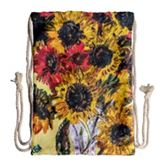 Sunflowers In A Scott House Drawstring Bag (large) by bestdesignintheworld