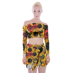 Sunflowers In A Scott House Off Shoulder Top With Mini Skirt Set