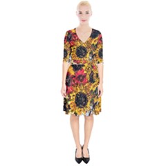 Sunflowers In A Scott House Wrap Up Cocktail Dress by bestdesignintheworld