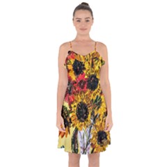 Sunflowers In A Scott House Ruffle Detail Chiffon Dress by bestdesignintheworld