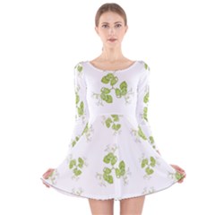 Photographic Floral Decorative Pattern Long Sleeve Velvet Skater Dress