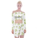 Photographic Floral Decorative Pattern Off Shoulder Top with Mini Skirt Set View1