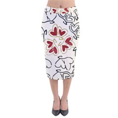 Loving Hearts Velvet Midi Pencil Skirt