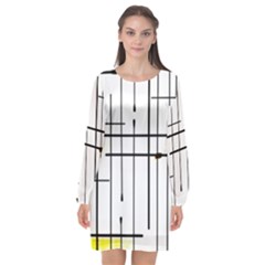 White Limits By Jandi Long Sleeve Chiffon Shift Dress 