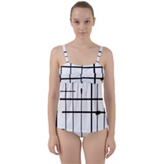 White Limits By Jandi Twist Front Tankini Set by Art2City