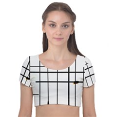 White Limits By Jandi Velvet Short Sleeve Crop Top 