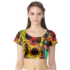 Sunflowers In Elizabeth House Short Sleeve Crop Top by bestdesignintheworld