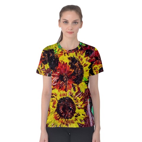 Sunflowers In Elizabeth House Women s Cotton Tee by bestdesignintheworld