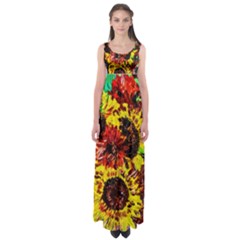 Sunflowers In Elizabeth House Empire Waist Maxi Dress by bestdesignintheworld