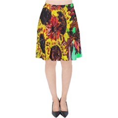 Sunflowers In Elizabeth House Velvet High Waist Skirt by bestdesignintheworld