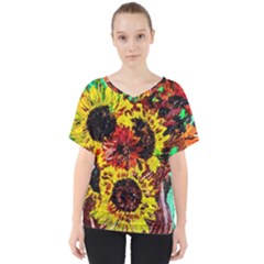 Sunflowers In Elizabeth House V-neck Dolman Drape Top by bestdesignintheworld