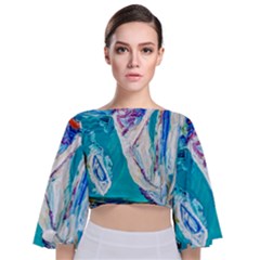 Marine On Balboa Island Tie Back Butterfly Sleeve Chiffon Top