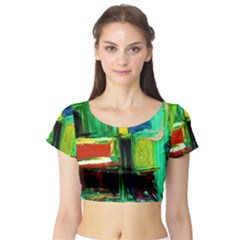 Marakesh 5 Short Sleeve Crop Top by bestdesignintheworld