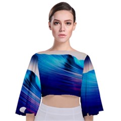 Rolling Waves Tie Back Butterfly Sleeve Chiffon Top